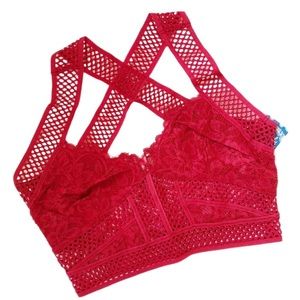 FREE PEOPLE ~ Red Sitting Pretty Brami